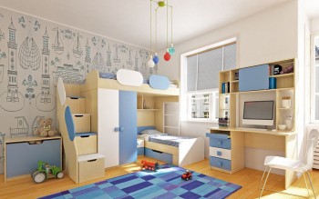Детская комната Скай (Синий/Белый/корпус Клен) в Мамоново - mamonovo.mebel54.com | фото