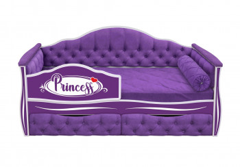 Кровать 160 серии Иллюзия 2 ящика 32 Фиолетовый (мягкие боковые накладки/подушка валик) в Мамоново - mamonovo.mebel54.com | фото