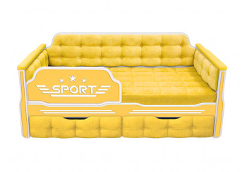 Кровать 160 серии Спорт 2 ящика 74 Жёлтый (мягкие боковые накладки) в Мамоново - mamonovo.mebel54.com | фото
