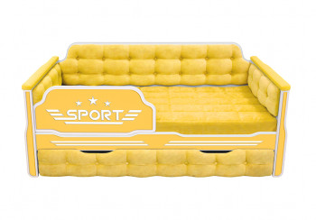 Кровать 180 серии Спорт 1 ящик 74 Жёлтый (мягкие боковые накладки) в Мамоново - mamonovo.mebel54.com | фото