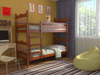 Кровать двухъярусная Соня из массива сосны 800*1890 Орех в Мамоново - mamonovo.mebel54.com | фото