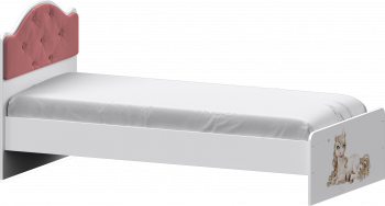 Кровать Каспер с мягкой спинкой и фотопечатью (800х1900)Белый/Светло-розовый в Мамоново - mamonovo.mebel54.com | фото
