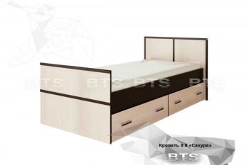 Кровать Сакура с настилом и ящиками 0,9 (Венге/Лоредо) в Мамоново - mamonovo.mebel54.com | фото