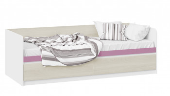 Кровать «Сканди» с 2 ящиками Дуб Гарден/Белый/Лиловый в Мамоново - mamonovo.mebel54.com | фото