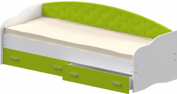 Кровать Софа-7 с мягкой спинкой (800х1900) Белый/Лайм в Мамоново - mamonovo.mebel54.com | фото