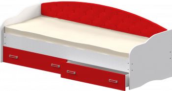 Кровать Софа-7 с мягкой спинкой (800х2000) Белый/Красный в Мамоново - mamonovo.mebel54.com | фото