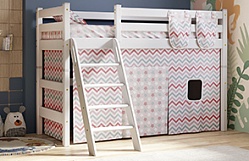Кровать Соня вариант 6 полувысокая с наклонной лестницей Белый полупрозрачный в Мамоново - mamonovo.mebel54.com | фото