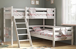 Кровать Соня вариант 8 угловая с наклонной лестницей Белый полупрозрачный в Мамоново - mamonovo.mebel54.com | фото