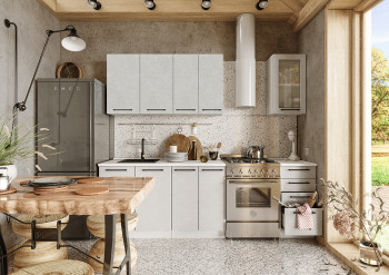 Кухонный гарнитур Нувель 1800мм белый/бетон белый в Мамоново - mamonovo.mebel54.com | фото