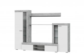 Мебель для гостиной МГС 5 Цемент светлый / Белый в Мамоново - mamonovo.mebel54.com | фото