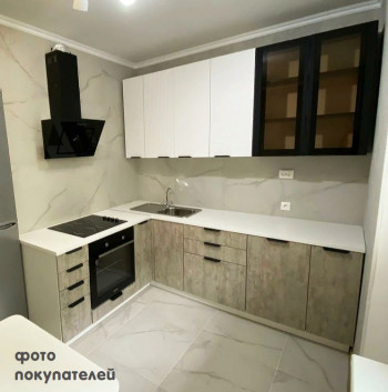 Модульная кухня Норд 1,6 м (Софт даймонд/Камень беж/Белый) в Мамоново - mamonovo.mebel54.com | фото