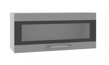 Норд ШВГС 800 Шкаф верхний горизонтальный со стеклом (Софт черный/корпус Белый) в Мамоново - mamonovo.mebel54.com | фото