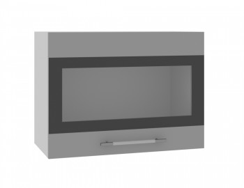 Норд ШВСА 600 Шкаф верхний со стеклом антресоль (Софт черный/корпус Белый) в Мамоново - mamonovo.mebel54.com | фото