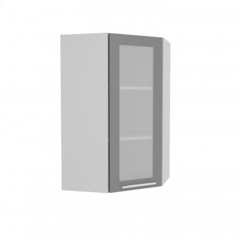 Норд ШВУС 600Н Шкаф верхний угловой (премьер) высокий (Софт черный/корпус Белый) в Мамоново - mamonovo.mebel54.com | фото