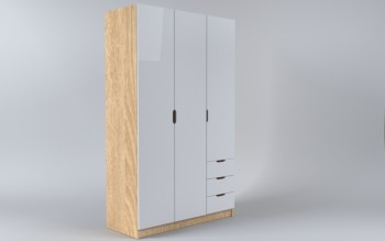 Шкаф 3-х створчатый с ящиками Лофт (Белый/корпус Дуб Сонома) в Мамоново - mamonovo.mebel54.com | фото