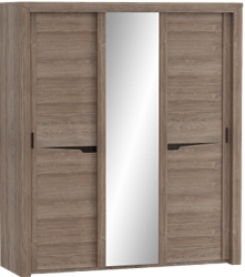 Шкаф трехдверный Соренто с раздвижными дверями Дуб стирлинг/Кофе структурный матовый в Мамоново - mamonovo.mebel54.com | фото